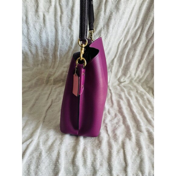 NWT COACH Willow Colorblock Leather Shoulder Bag - Deep Plum Multi - Picture 4 of 10